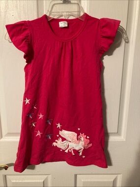 50% bundled, Girls' Pink Unicorn Flutter-Sleeve Casual Dress, 4-5Y